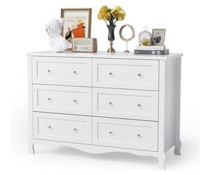 Commode - Meuble de rangement - Table de chevet - Armoire - Rangement - Commode blanche - 6 tiroirs - Fabriquée en MDF de qualité supérieure (P2)