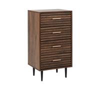 Commode Moderne à 4 Tiroirs de Rangement Pieds en Fer Cadre MDF Bois Foncé Keit