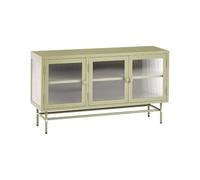 Commode Moderne Acier Verre Cannelé 3 Portes Étagères Réglables Vert Devon