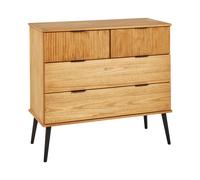 Commode Moderne en Bois de Pin avec 4 Tiroirs Bois Clair Timmins