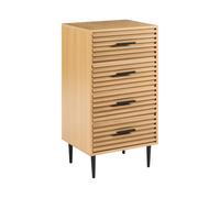 Commode Moderne Structure en MDF à 4 Tiroirs Pieds en Fer Marron Clair Keith