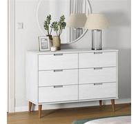 vidaXL Commode Blanc 113x40x80 cm Bois de pin massif