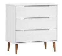 Commode MOLDE Blanc 80x40x80 cm Bois de pin massif