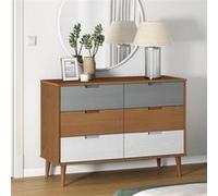 vidaXL Commode Marron 113x40x80 cm Bois de pin massif