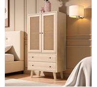 Commode - NEXU - Meuble Rangement Scandinave - Buffet avec 2 portes et 2 tiroirs - 60 x 40 x 120 cm - Couleur bois