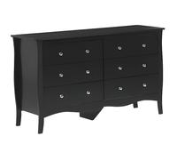 Commode Noire avec 6 Tiroirs Spacieux Meuble de Rangement Pratique pour Chambre ou Salon au Style Vintage Traditionnel et Glamour Beliani