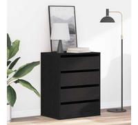 Commode noire en bois d'érable, 4 tiroirs. Meuble robuste pour chambre, salon ou bureau