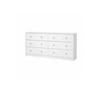 Commode OREGON 2x 3 tiroirs - Décor blanc - L 143 x P 30 x H 68 cm
