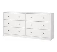 Commode OREGON 6 Tiroirs - Décor blanc - L 143 x P 31 x H 68 cm