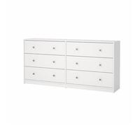 Commode OREGON 6 Tiroirs - Décor blanc - L 143 x P 31 x H 68 cm