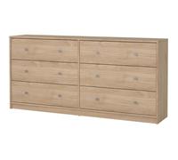 Tvilum - Commode OREGON 6 tiroirs - Décor chêne - L 143 x P 30 x H 68 cm