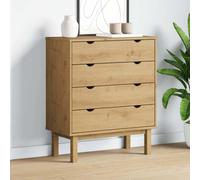 vidaXL Commode OTTA Noir 76,5 x 39,5 x 90 cm Bois de pin Massif, Commode Classique en pin Massif pour Salon ou Chambre, 4 tiroirs, Solide, résistant à l'eau et Plein de rangements