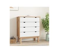vidaXL Commode OTTA Marron et blanc 76,5x39,5x90 cm Bois de pin massif 348584