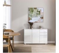 Commode Paarl 74 x 117 x 36 cm avec 3 portes blanc brillant