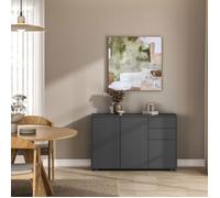 Commode Paarl 74 x 117 x 36 cm avec 3 portes gris foncé mat
