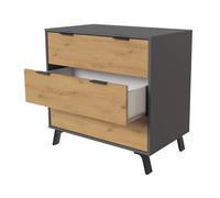 Commode Pegane - Gris/Chêne