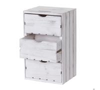 Commode petit meuble de rangement en bois style vintage 3 tiroirs 53x32x26cm bois blanc 04_0002485