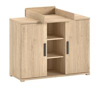 Vipack - SAM Commode à langer 2 portes avec étagère incl. Plan à langer, finitionReproduction chêne mélaminé