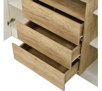 Commode pour chambre de bébé - Meuble de rangement en bois avec tiroirs - 140x30x77 cm - Équipée de bandes LED colorées