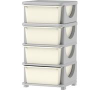Commode pour chambre d'enfant, 4 niveaux d'organisateur de jouets, espace de rangement pour jouets, blanc crème