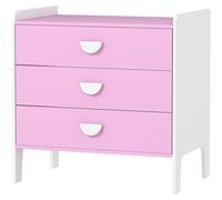Commode pour enfants avec 3 tiroirs, idéale pour une chambre d'enfant. Couleur : rose et blanc. Dimensions : 40 x 60 x 60 cm