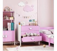 Commode pour enfants, commode rangement 3 tiroirs pour chambre d'enfant, crèche, salle de jeux, 60 x 40 x 60 cm, rose