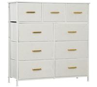 Commode - Rangement avec tiroirs - 9 tiroirs en tissu - Structure métallique - 100 x 30 x 99 cm - Ivoire - Style minimaliste moderne - Montage requis