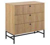 Commode rectangulaire 3 tiroirs effet tasseaux BAÏKAL - Beige