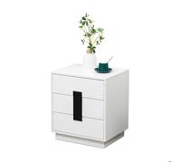 Commode Relaxdays, H x L x P : 56 x 50 x 40 cm, 3 tiroirs, chambre, couloir, vêtements, livres, blanc/noir