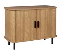 Beliani Commode Retro MDF Pieds Métalliques 2 Portes Coulissantes Bois Clair Bradley