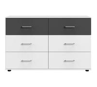 Commode RHODES 6 Tiroirs - Décor Blanc et gris - L130 x P41 x H83 cm