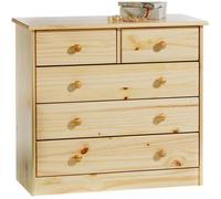 Commode RONDO 5 tiroirs pin massif vernis naturel