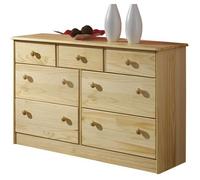 Commode RONDO 7 tiroirs pin massif vernis naturel