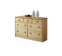 Commode RONDO 7 tiroirs pin massif vernis naturel