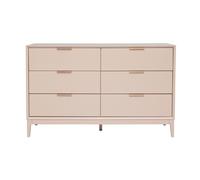 Commode rose poudré et métal doré 6 tiroirs L120 cm GIANA