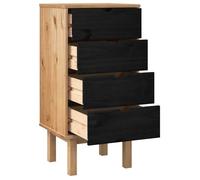 Commode salon - Commode OTTA Noir 45 x 39 x 90 cm - Bois de - Pin massif - Assemblage requis（2741）