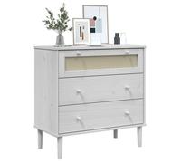 Commode salon - Commode SENJA aspect de rotin blanc - Bois de pin solide - Assemblage requis（8352）
