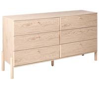 Commode Scandinave Moderne en Aggloméré à 6 Tiroirs Pieds en Bois Massif Marron