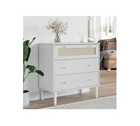 vidaXL Commode SENJA aspect de rotin blanc bois de pin solide Blanc