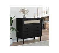 Commode SENJA aspect de rotin noir bois de pin solide Noir G