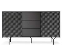 Commode Sideboard Buffet 144x38x83cm Noir Avec Effet 3D 2 Portes 134382039