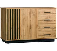 Commode/Sideboard Lamia 141x40x90 cm Chêne Wotan noir 2 portes