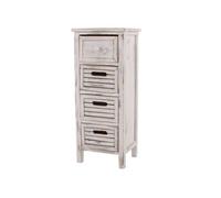 Mendler Commode 4 tiroirs, 30 x 25 x 74 cm, Shabby Vintage – Blanc