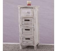 Commode / table d'appoint / armoire, 4 tiroirs, 30x25x74cm, shabby, vintage blanc