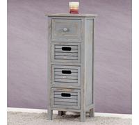 Mendler Commode/Table d'appoint/Armoire, 4 tiroirs, 30x25x74cm, Shabby, Vintage - Gris