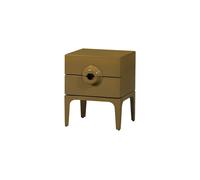 Commode/Table de chevet 2 tiroirs bois d'eucalyptus jaune miel MERGE