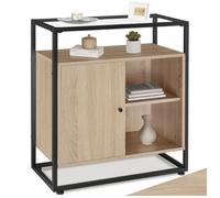 Commode - TECTAKE - Commode CONVENTRY en bois et acier au style industriel, avec 2 étagères, 70 x 38 x 80,5 cm - Bois clair