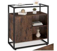 Commode - TECTAKE - Commode CONVENTRY en bois et acier au style industriel, avec 2 étagères, 70 x 38 x 80,5 cm - Bois foncé