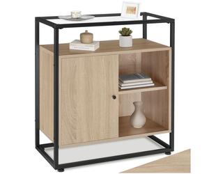 Commode - TECTAKE - Commode CONVENTRY en bois et acier au style industriel, avec 2 étagères, 70 x 38 x 80,5 cm - Bois clair