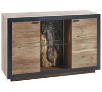 Commode Teinte Bois Clair et Noir 75 x 120 x 42 cm à LED Rangement Spacieux Mara